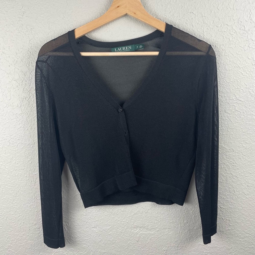 LAUREN Ralph Lauren Sheer Cropped Cardigan